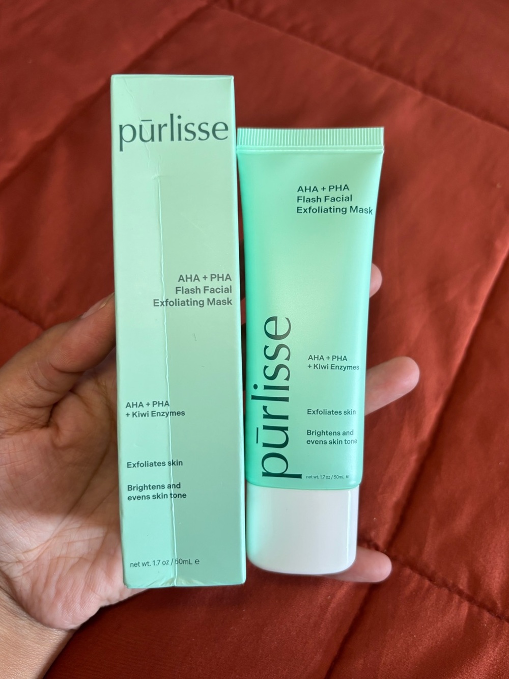 Purlisse AHA + PHA Flash Facial Exfoliating Mask Gentle Face Brightening New!